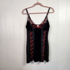 In Bloom Jonquil Black Red Lace Nightie Slip Dress Lingerie Sexy Size Large